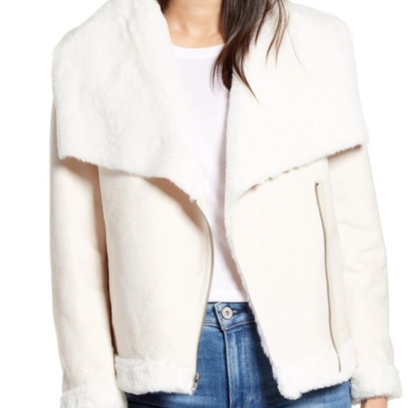 Cupcakes & Cashmere Faux Suede & Fleece Draped neck‎ Moto Jacket, S - Picture 2 of 9